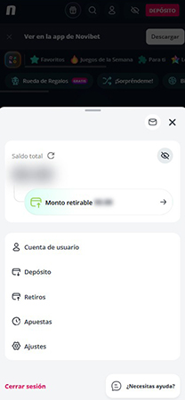 Selección del método de retiro en el cajero de un casino con retiro inmediato.